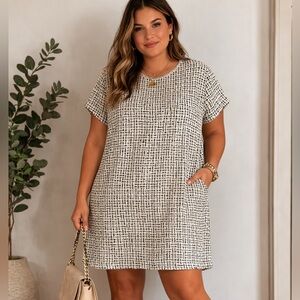 New York & Company Black and White Tweed Dress